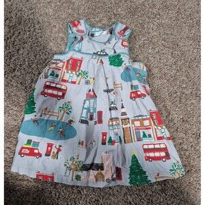 Baby boden girls dress Christmas grey London size 6-12M